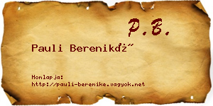 Pauli Bereniké névjegykártya